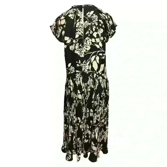 White House Black Market Floral Print Pleated Soft Midi Dress Size 14 NWT - Picture 4 of 13